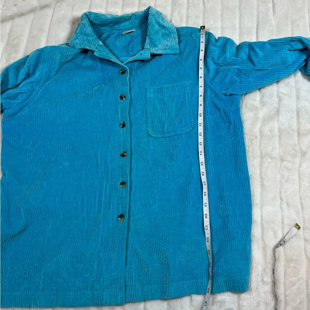 L.L. Bean Women’s L Sky Bright Blue Corduroy Button Spring Fall Midwest Shacket